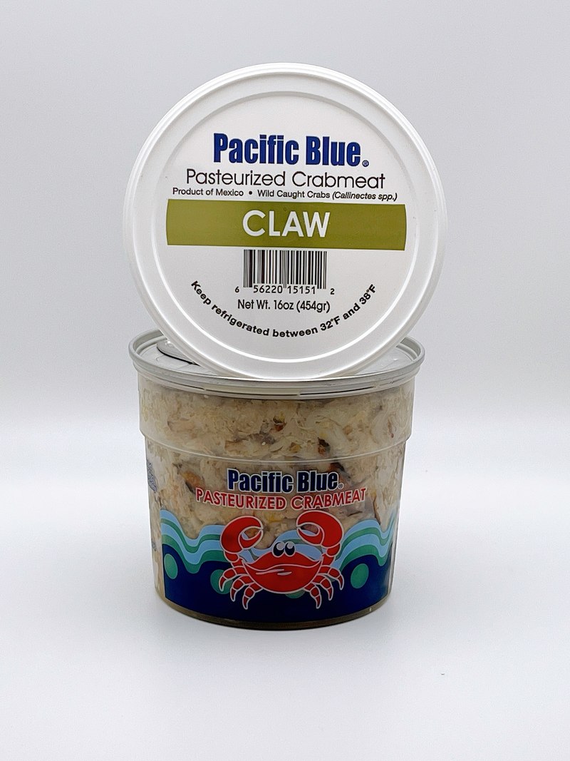 Pacific Blue pasteurized crabmeat, Claw grade, retail cup