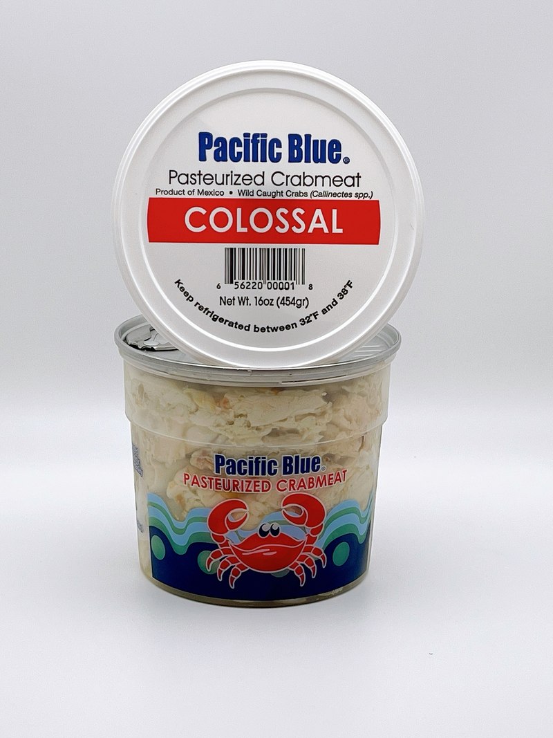 Pacific Blue pasteurized crabmeat, Colossal grade, retail cup