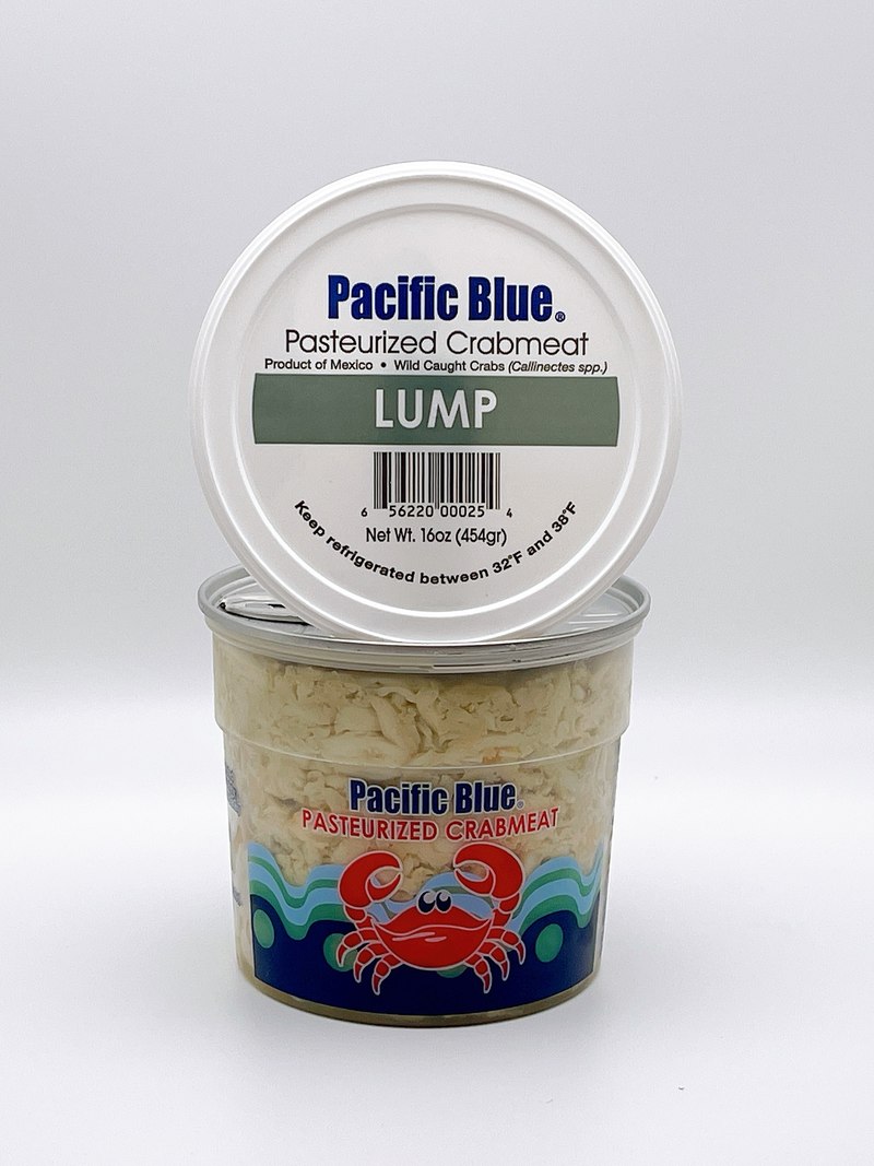 Pacific Blue pasteurized crabmeat, Lump grade, retail cup
