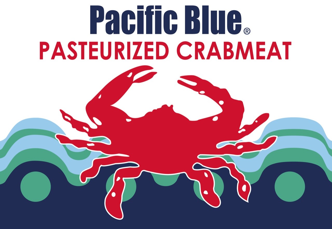 Pacific Blue pasteurized crabmeat can label